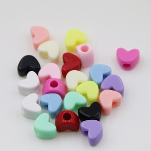 diy儿童手工串珠编织材料12mm彩色爱心形桃心珠子大孔珠子散珠