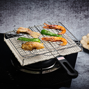 日本进口带手柄远红外辐射陶瓷烤网 直火烤架家用烧烤网烤鱼吐司