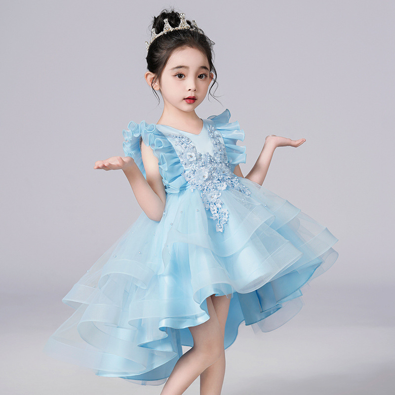 女童礼服裙子主持人生日蓬蓬公主夏轻奢小众高端平时可穿前短后长