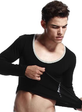 促销男士秋衣纯棉薄款希宾U凸囊袋黑色弹力衬衣 SEOBEAN紧身线裤