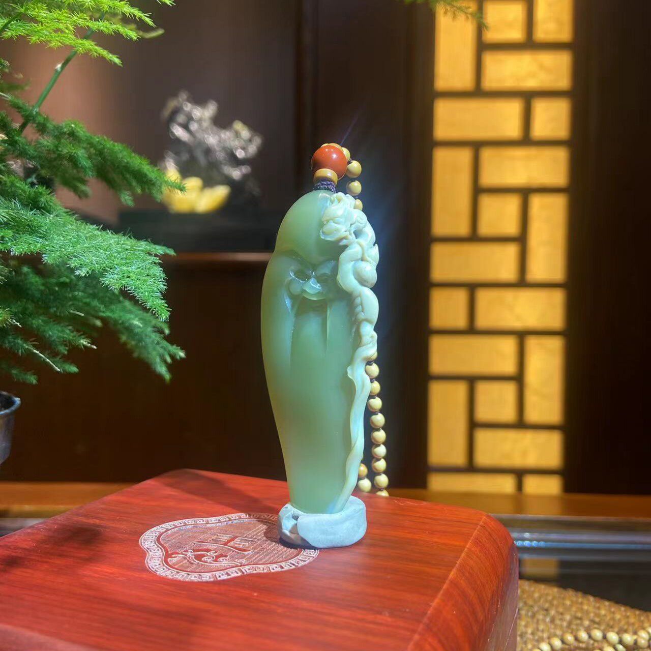 玉鼎轩 析木河磨白皮子 寿星吊坠