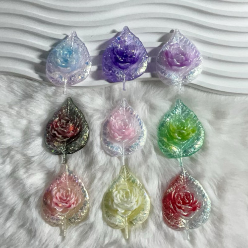 玫瑰叶子树脂配件卡52×35mm   萤火虫夜光 手工DIY饰品树脂花