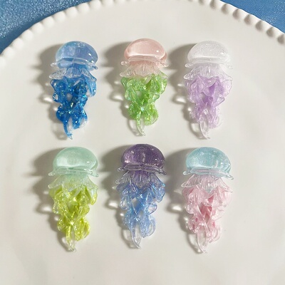 极光细闪水母夜光萤火虫树脂配件diy卡24x49mm手机壳发夹头饰配件