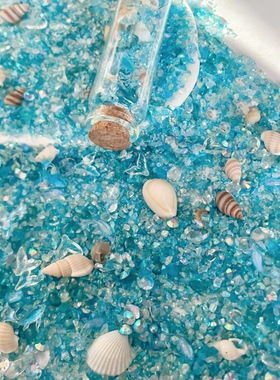 蓝色海洋DIY材料包碎石漂流瓶手工制作材料包海螺贝壳装饰配件