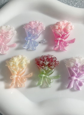 夜光花束玫瑰DIY手机壳装饰品25*30mm奶油胶发夹箱包鞋扣配件