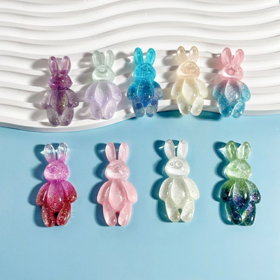 细闪双色兔子手工DIY饰品萤火虫夜光树脂配件手机壳配件饰品配件