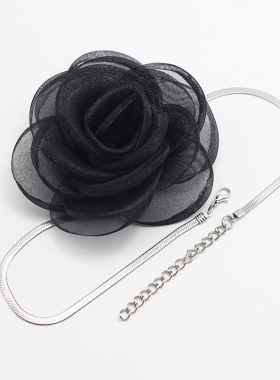 山茶花朵蛇骨项链女锁骨链