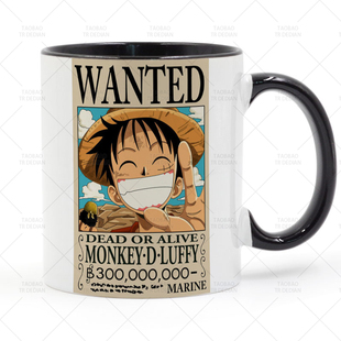 悬赏令 蒙奇·D·路飞 ONE PIECE 航海王/海贼王动漫陶瓷马克杯