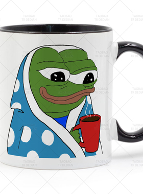 Peepo Cozy Pepe the frog 绿色青蛙佩佩卡通陶瓷马克水杯杯子