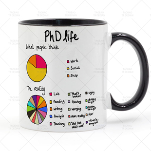 PhD life 博士生活大学老师学生礼物 有趣的陶瓷马克杯杯子水杯