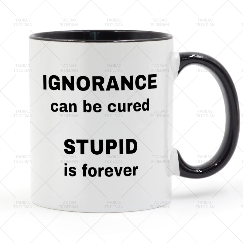 Ignorance can be cured Stupid is forever 陶瓷马克杯
