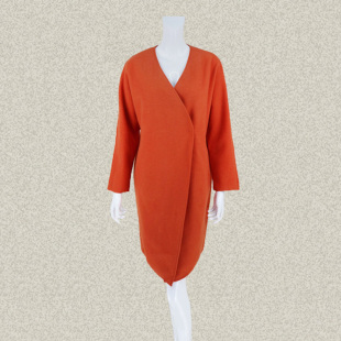 斜襟V领糖果色女秋冬茧型简约羊毛呢大衣 正品 W8503A 爱 Double