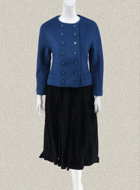 女神价促销!JH风 双排扣连肩袖收腰修身帅气羊毛短毛呢外套JA517