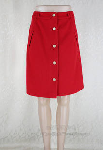 女秋冬单排扣羊毛混纺小A字包臀裙半身裙中裙W3122C 爱 新 Double