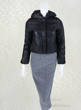 新!V*VA HE*RT 枕头领长袖短款夹棉百搭女秋冬皮衣外套VW41805