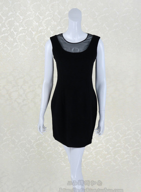 新!Double*爱 半透视贴布拼接双面羊毛呢女秋冬百搭连衣裙04106A