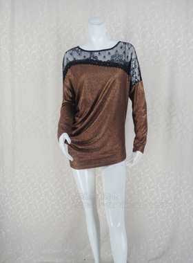 狂欢价!M*MANCO 玛*曼可 正品女春秋蕾丝羊毛针织上衣CA33240