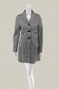 裘TN 女春秋外套 正品 领雅致黑白条纹学院风修身 752303D 西装 新