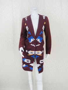 正品 女秋冬中长羊毛呢大衣 清仓 领修身 KC3Y884WF 绣花西装 卡VON