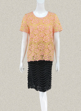 调仓清仓!玛*曼可 正品 甜美糖果色提花女夏蕾丝衬衫上衣 BA13041