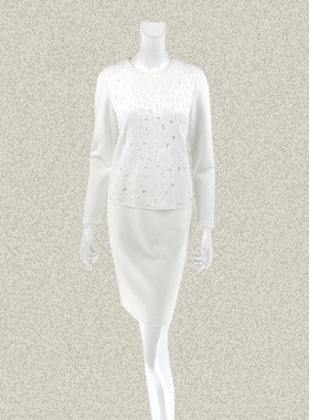 新!卡迪DL 正品 清新镂空绣花针梭拼女春秋假两件连衣裙 C161D020