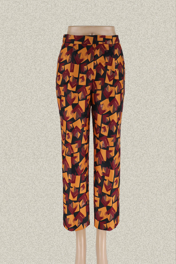 新!F*RRO G*ANO 正品亮丝提花高腰女冬春夹半里萝卜裤 FE2L463F04