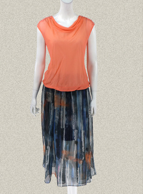 新!裘TN 正品 荡领烫钻蕾丝拼接橡筋摆女夏桑蚕丝衬衫上衣41166A