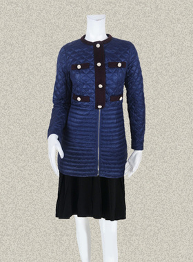 C*fon 正品清仓 拼色镶边镶钻钮扣女冬修身中长轻便羽绒服 YA714