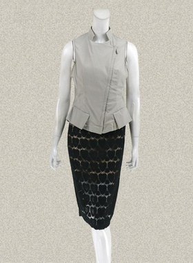 法路INA 正品 立领偏襟拉链浅灰色休闲女春夏秋马夹背心外套 8600