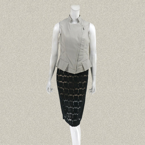 法路INA 正品 立领偏襟拉链浅灰色休闲女春夏秋马夹背心外套 8600