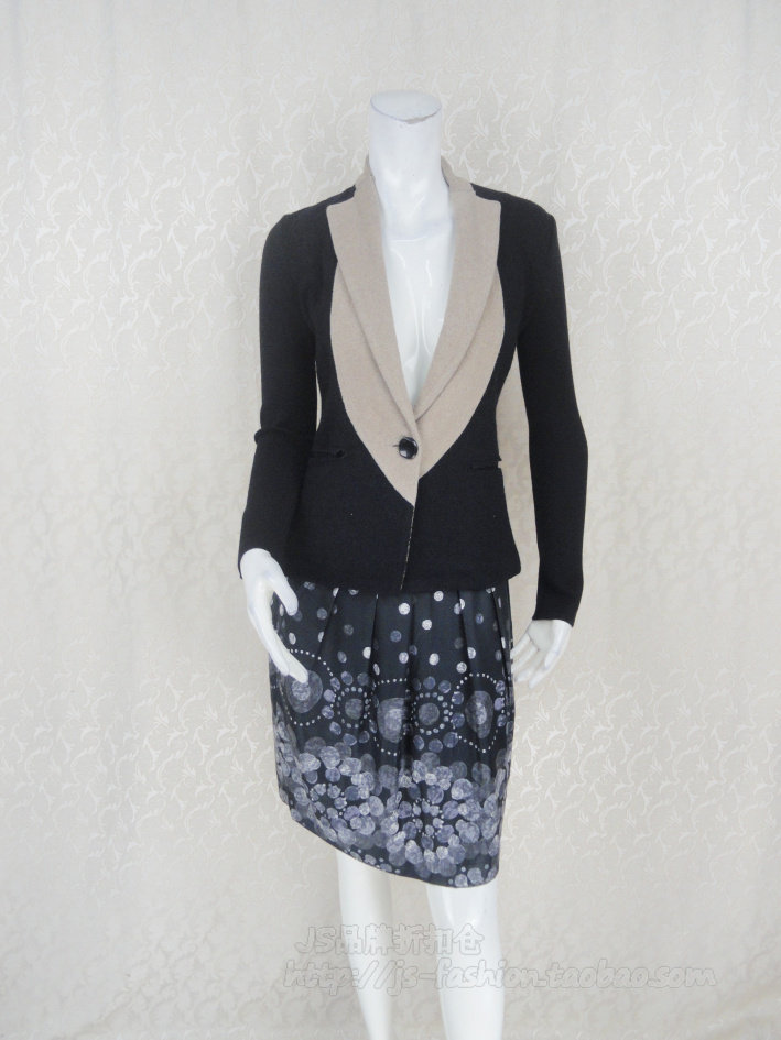 搬迁清仓150减50!卡VON拼色西装领女冬春全羊毛呢外套KC3M578WF