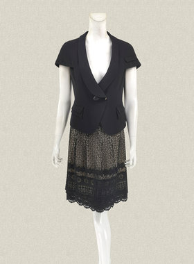 CYC 正品 青果领斗篷袖黑色OL通勤风女春夏秋修身气质短外套 6077