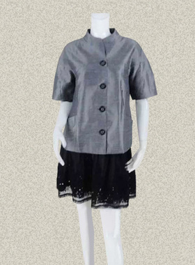 玛*曼可 M*MANCO正品 中式立领落肩袖知性OL女春夏短外套 9600073