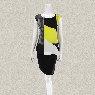 裘TN 正品 圆点印花不对称拼色包肩清新女夏套头上衣背心 51090A