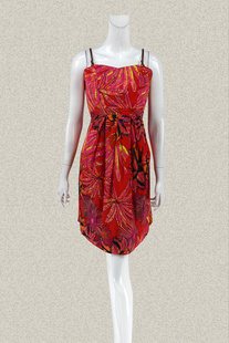 甜美大花印花打榄裹胸女夏全棉吊带连衣裙 正品 532083E 裘TN 新