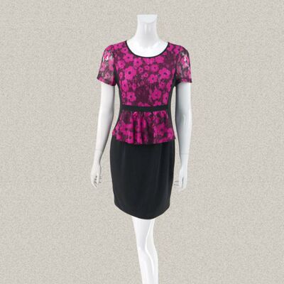 正品甜美提花蕾丝拼色两件女夏