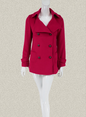 蕾DOW 正品大翻领双排扣女冬春羊毛毛呢外套C11113/WB8L006 三色