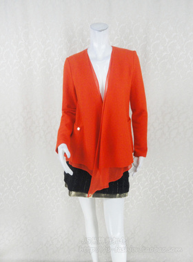 蕾DOW 正品 雪纺内里女春秋冬全羊毛弹力针织薄呢开衫外套PB01232