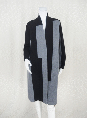 S*DOM/MIK珂拉 正品清仓  拼色厚款气质女秋冬长款针织大衣D2667