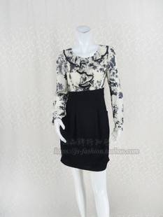 5500 新 荷叶边淑女雅致印花女春夏连衣裙5506 正品 2051 欧BL奴