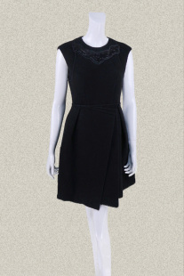 折扣 正品 亚克力钉珠全羊毛女秋冬毛呢连衣裙D15AG4052 爱 Double