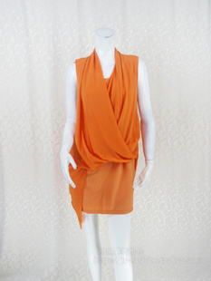 气质显瘦连衣裙KC1L991 品牌折扣雪纺褶皱垂荡无袖 狂欢价 卡VON