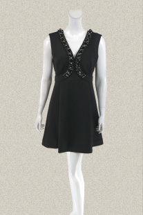 精美钉珠镶钻性感修身 正品 女春秋背心裙连衣裙542050E 裘TN 新