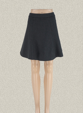 新!蕾DOW 正品 学院风百搭女春夏弹力针织短裙灰色A字裙L4SB13114