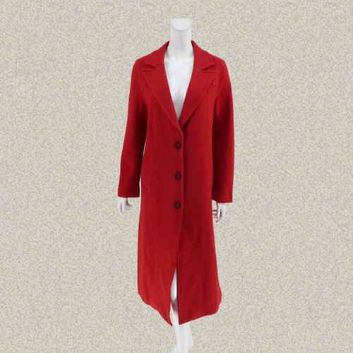 爱珂菲 正品 贴布重工绣花西装领女秋冬减龄羊毛呢长大衣三色031B