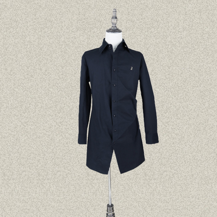 男装正品! 桀* J*eor  翻领单排扣字母绣花春秋中长全棉衬衫40219