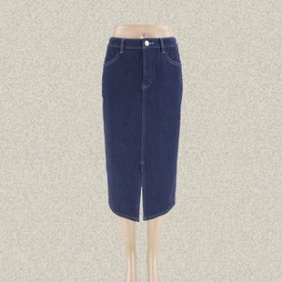 弹力女夏秋包臀裙牛仔半身裙 字母印花前开叉修身 00162 正品 仿F