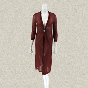 新!奈CO 正品 九分袖修身女夏秋针织开衫披肩中长空调衫 5F060909