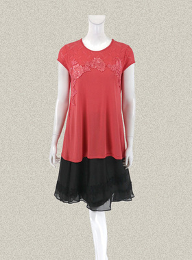 丝fu卡 正品 绣花钉珠提花甜美修身淑女夏季针织衫 220038/230400