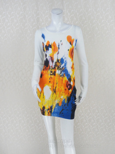 打底衫 卡VON 水彩风印花女春秋羊毛混纺针织衫 清仓 KC1M520 断码